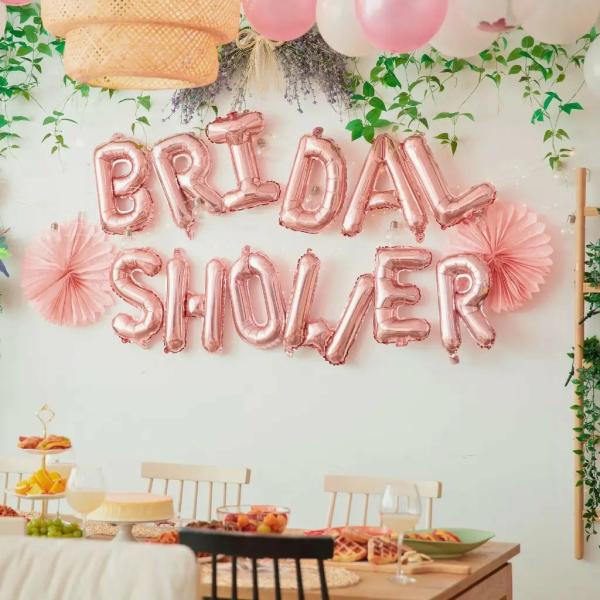 16-Inch Rose Gold Bridal Shower Foil Balloon Banner  |   Foil Balloon Phrases