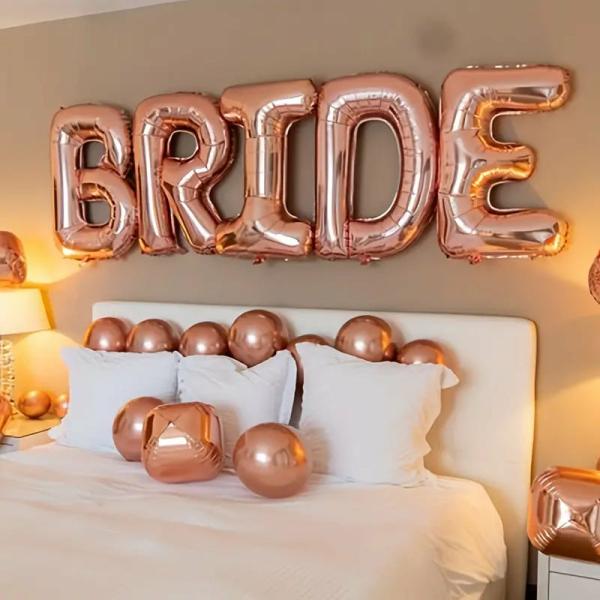 16-Inch Rose Gold Bride Foil Balloon Banner  |   Foil Balloon Phrases