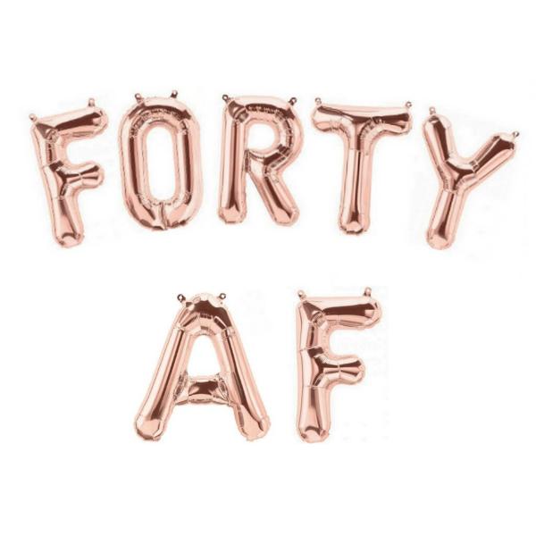 16-Inch Rose Gold Forty Af Birthday Foil Balloon Banner  |   Party Banners