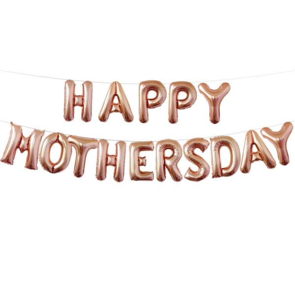 16-Inch Rose Gold Happy Mother’s Day Foil Balloon Banner  |   Foil Balloon Phrases