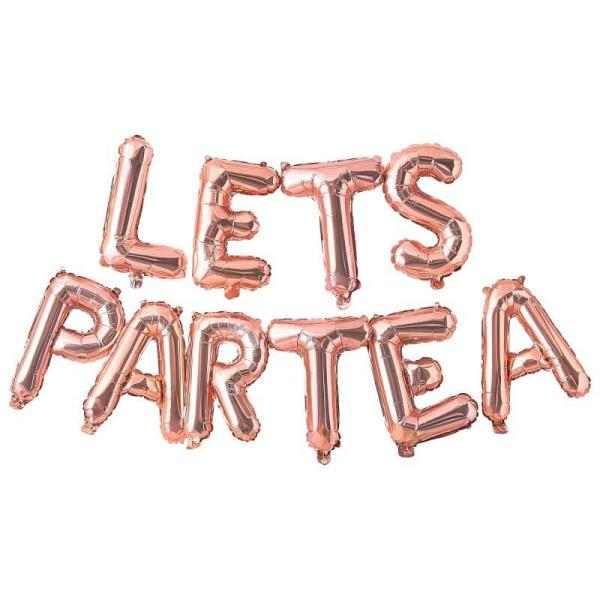 16-Inch Rose Gold Lets Partea Foil Balloon Banner  |   Party Banners