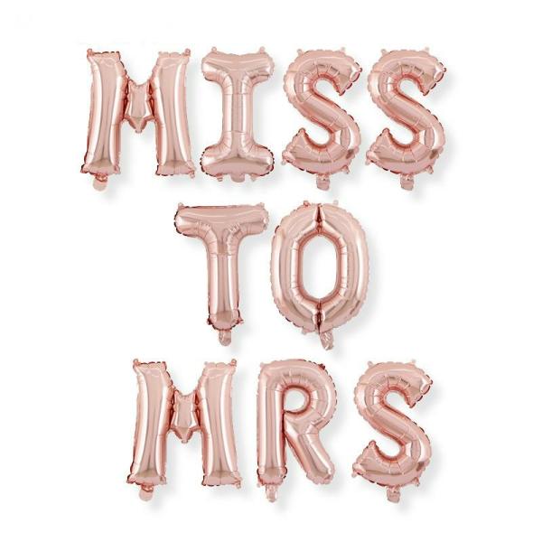 16-Inch Rose Gold Miss To Mrs Foil Balloon Banner  |   Foil Balloon Phrases