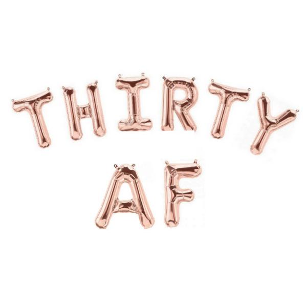 16-Inch Rose Gold Thirty Af Foil Birthday Balloon Banner  |   Party Banners