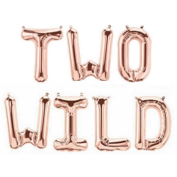 16-Inch Rose Gold Two Wild Foil Balloon Banner  |   Party Banners