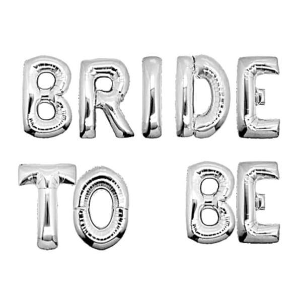 16-Inch Silver Bride To Be Foil Balloon Banner  |   Foil Balloon Phrases