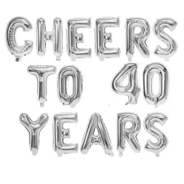 16-Inch Silver Cheers To 40 Years Foil Balloon Banner  |   Party Banners