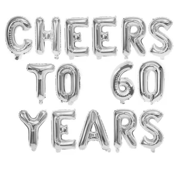 16-Inch Silver Cheers To 60 Years Foil Balloon Banner  |   Party Banners