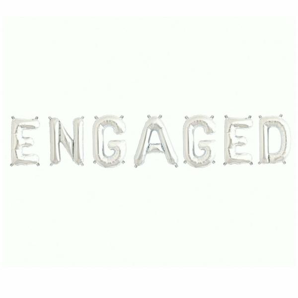 16-Inch Silver Engaged Foil Balloon Banner  |   Foil Balloon Phrases