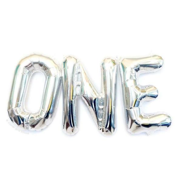 16-Inch Silver One First Birthday Foil Balloon Banner  |   Party Banners