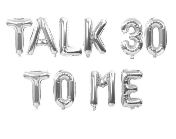 16-Inch Silver Talk 30 To Me Foil Balloon Banner  |   Party Banners