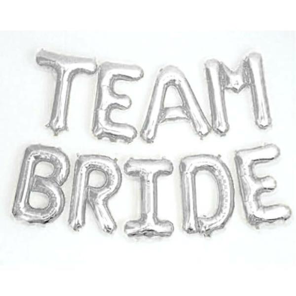 16-Inch Silver Team Bride Foil Balloon Banner  |   Foil Balloon Phrases