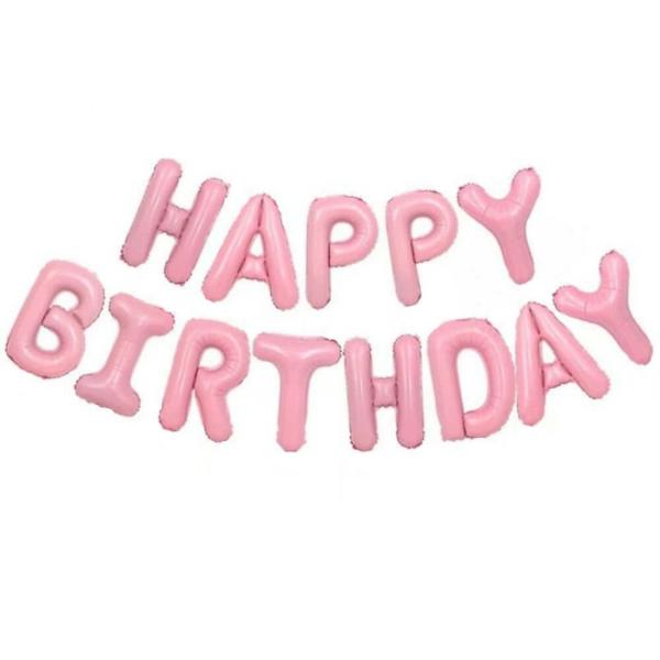 16" Pastel Pink Happy Birthday Foil Balloon Banner  |   Party Banners