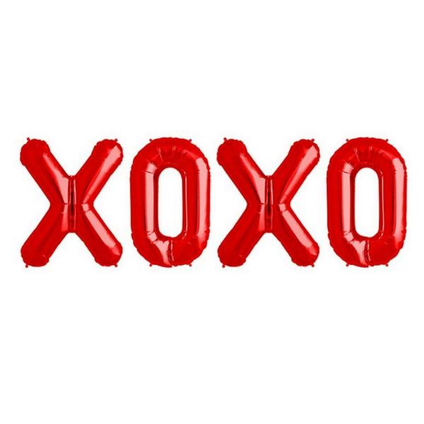 16" Red Xoxo Foil Balloon Banner  |   Foil Balloon Phrases