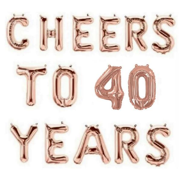 16" Rose Gold Cheers To 40 Years Foil Balloon Banner  |   Party Banners