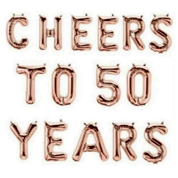 16" Rose Gold Cheers To 50 Years Foil Balloon Banner  |   Party Banners