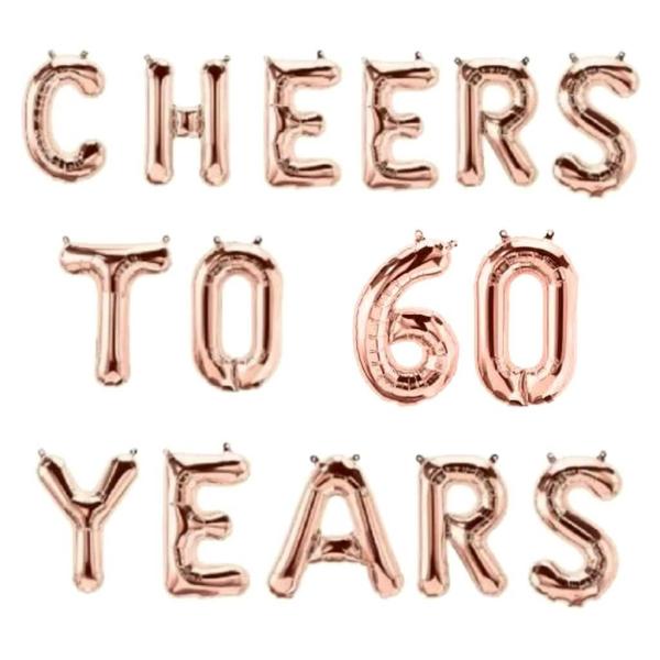 16" Rose Gold Cheers To 60 Years Foil Balloon Banner  |   Party Banners