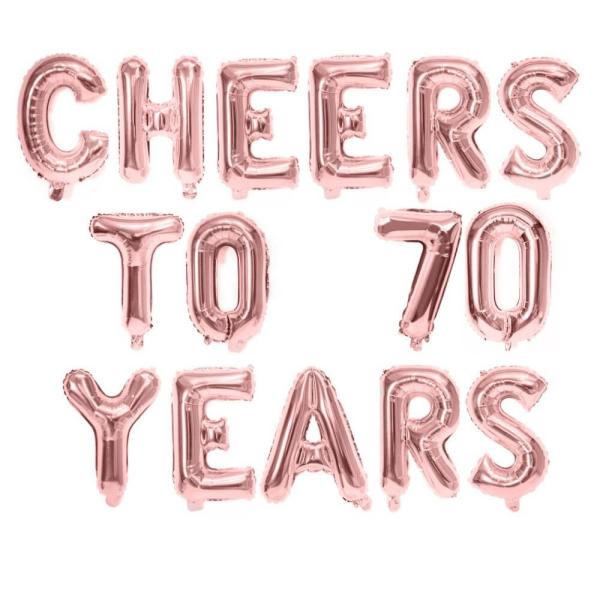 16" Rose Gold Cheers To 70 Years Foil Balloon Banner  |   Party Banners