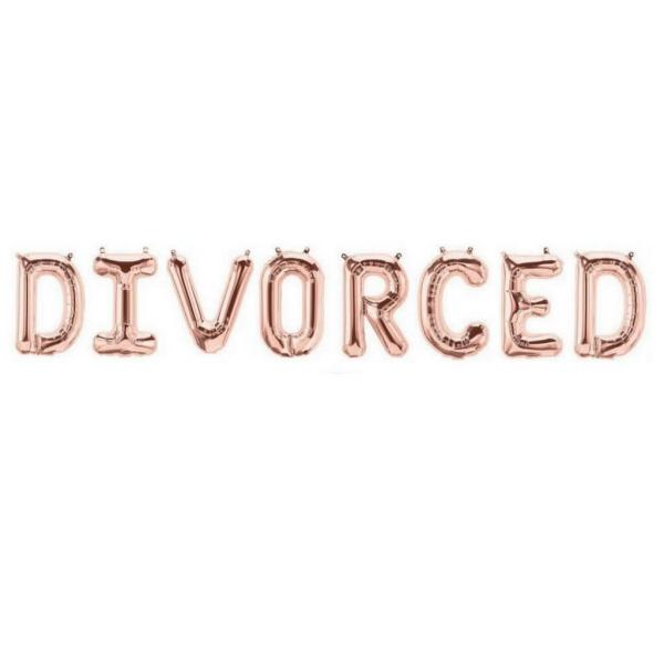 16" Rose Gold ‘Divorced’ Divorce Party Foil Balloon Banner  |   Foil Balloon Phrases