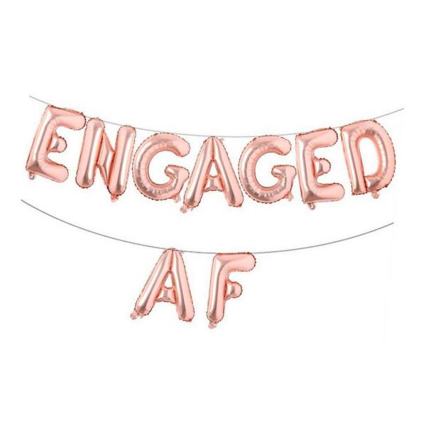 16" Rose Gold Engaged Af Foil Balloon Banner  |   Foil Balloon Phrases