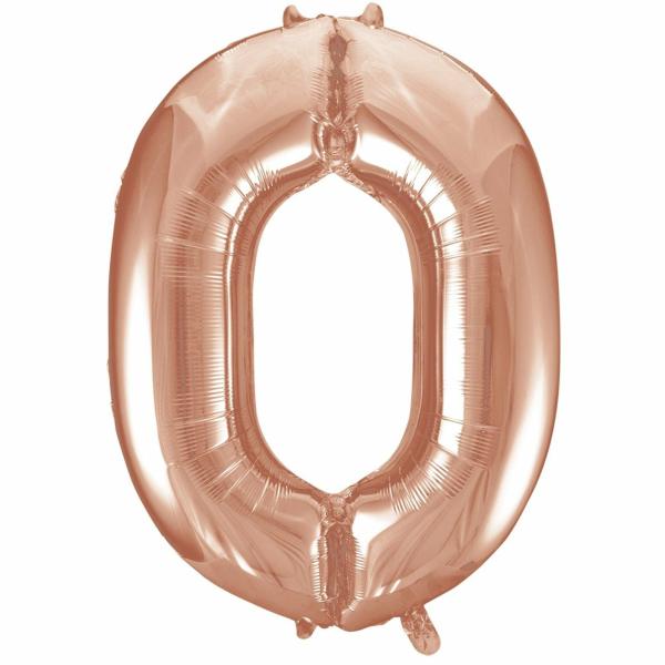 16" Rose Gold Number Air-Filled Foil Balloon – Number 0  |   Number Balloons