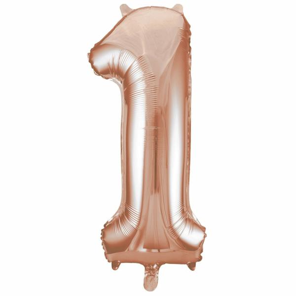 16" Rose Gold Number Air-Filled Foil Balloon – Number 1  |   Number Balloons