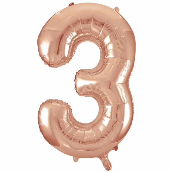 16" Rose Gold Number Air-Filled Foil Balloon – Number 3  |   Number Balloons