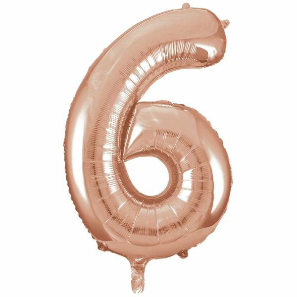 16" Rose Gold Number Air-Filled Foil Balloon – Number 6  |   Number Balloons