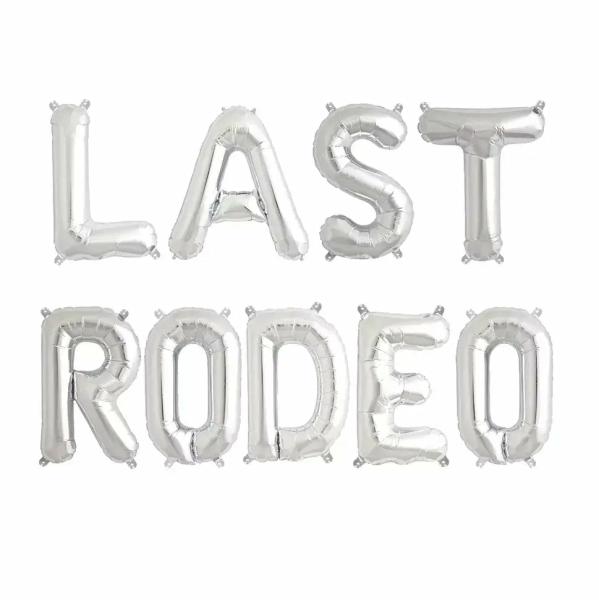 16" Silver Last Rodeo Hen Party Foil Balloon Banner  |   Foil Balloon Phrases