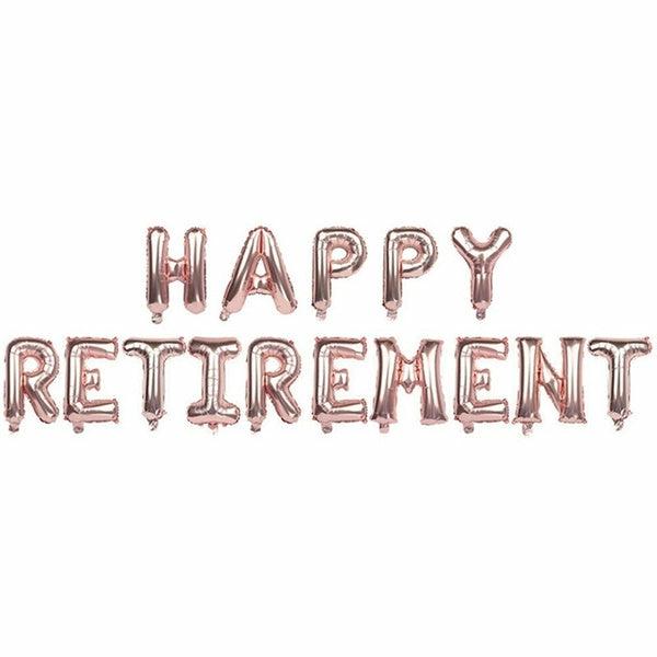 16In Rose Gold Happy Retirement Foil Letter Balloon Banner  |   Foil Balloon Phrases