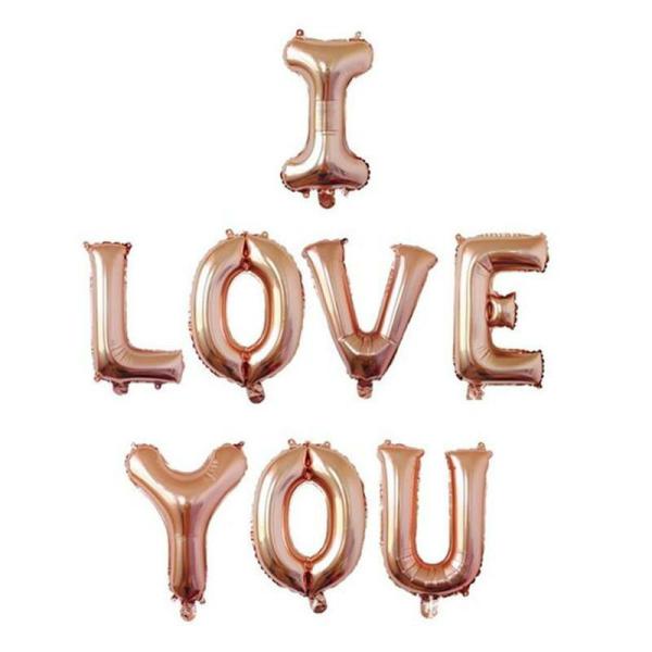 16In Rose Gold ‘I Love You’ Foil Balloon Banner  |   Foil Balloon Phrases