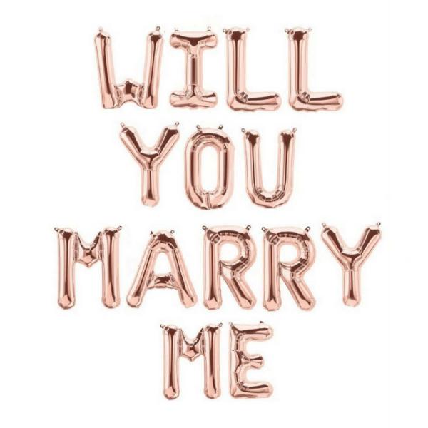 16In Rose Gold Will You Marry Me Foil Balloon Banner  |   Foil Balloon Phrases