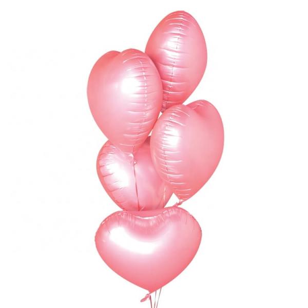 18-Inch Baby Pink Heart Foil Balloon Bouquet 10Pk  |   Shaped Balloons