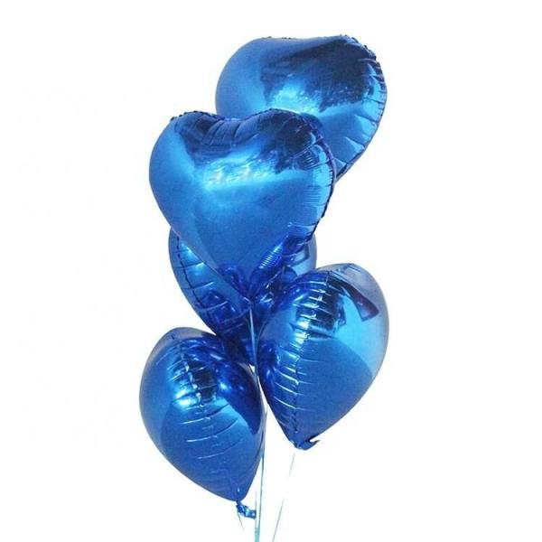 18-Inch Blue Heart Foil Balloon Bouquet 10Pk  |   Shaped Balloons