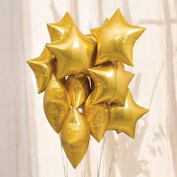 18-Inch Metallic Gold Star Foil Balloon Bouquet 10Pk  |   Shaped Balloons