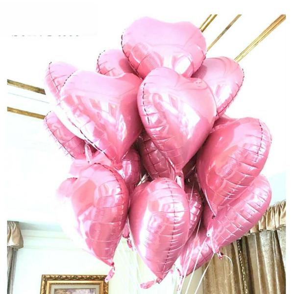 18-Inch Pearl Pink Heart Foil Balloon Bouquet 10Pk  |   Shaped Balloons