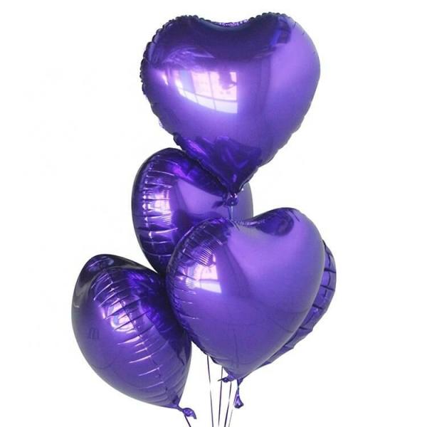 18-Inch Purple Heart Foil Balloon Bouquet 10Pk  |   Shaped Balloons