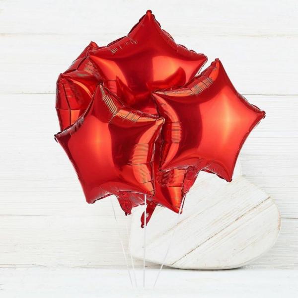 18-Inch Red Star Foil Balloon Bouquet 10Pk  |   Shaped Balloons