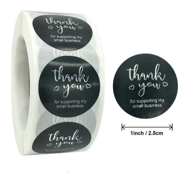 2.5Cm Black Thank You For Supporting My Small Business Stickers 50Pk  |   Thank You Stickers