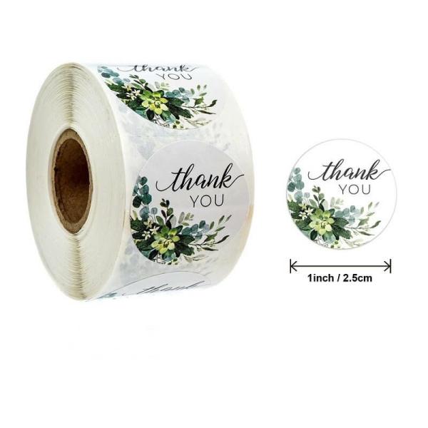 2.5Cm Floral Thank You Stickers 50Pk  |   Thank You Stickers