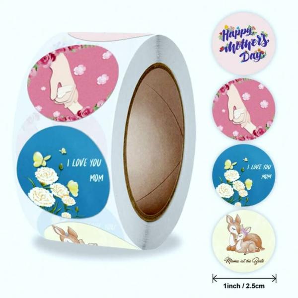 2.5Cm Happy Mother’s Day Paper Stickers 50Pk  |   Thank You Stickers