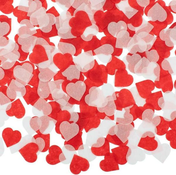 2.5Cm Red White Heart Paper Confetti Table Scatters  |   Round Confetti