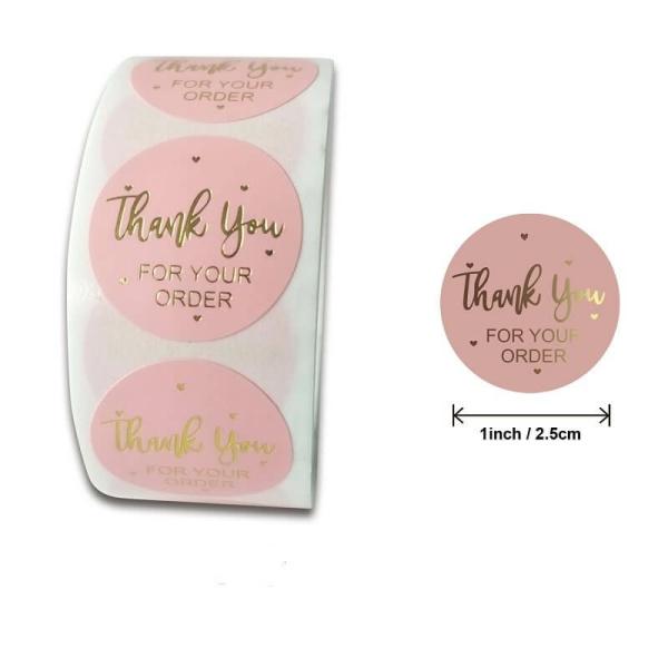 2.5Cm Round Baby Pink Thank You For Your Order Stickers 50Pk  |   Thank You Stickers