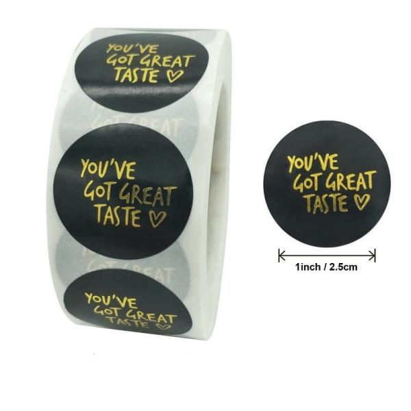 2.5Cm Round Black You’Ve Got Great Taste Business Stickers 50Pk  |   Thank You Stickers