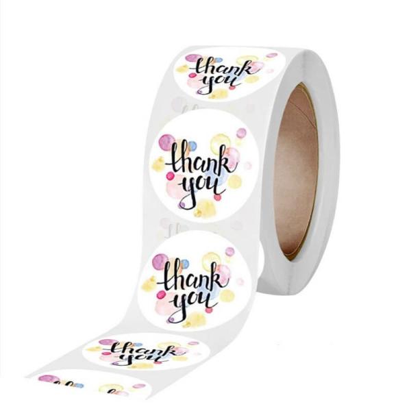 2.5Cm Round Colouful Bubble Thank You Stickers 50Pk  |   Thank You Stickers