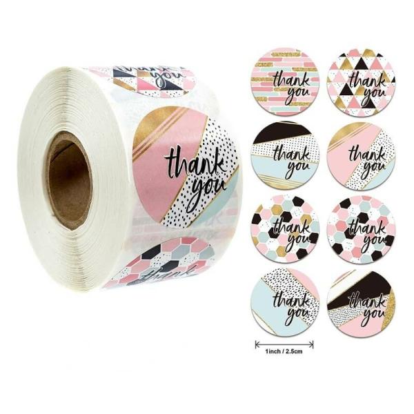 2.5Cm Round Modern Abstract Pattern Thank You Stickers 50Pk  |   Thank You Stickers