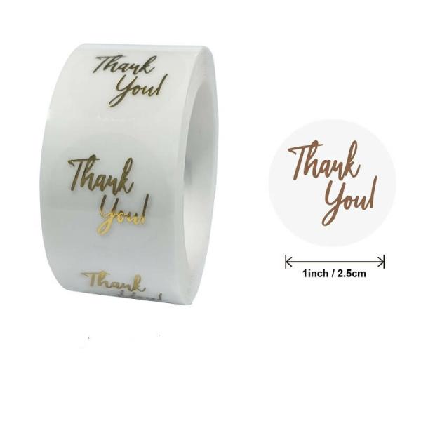 2.5Cm Transparent Thank You Gold Vinyl Stickers 50Pk  |   Thank You Stickers