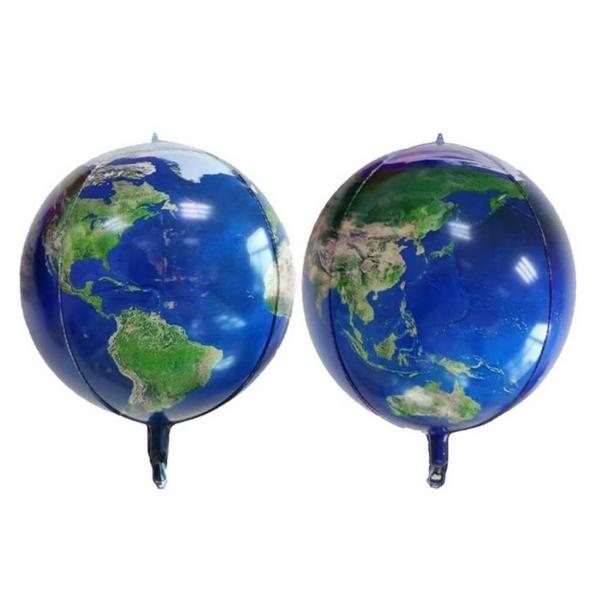 22-Inch 4D Orbz Blue Planet Earth Map Foil Balloon  |   Orbz Balloons