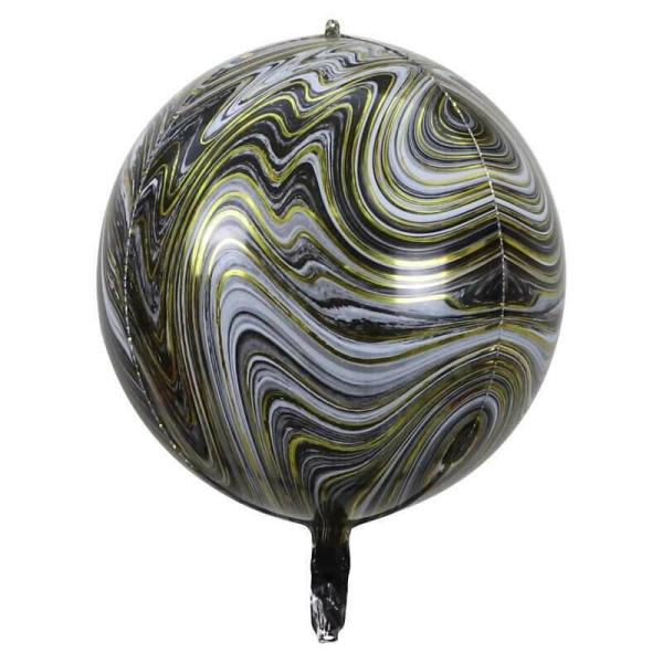 22-Inch Jumbo Marble Orbz Balloon – Black  |   Orbz Balloons