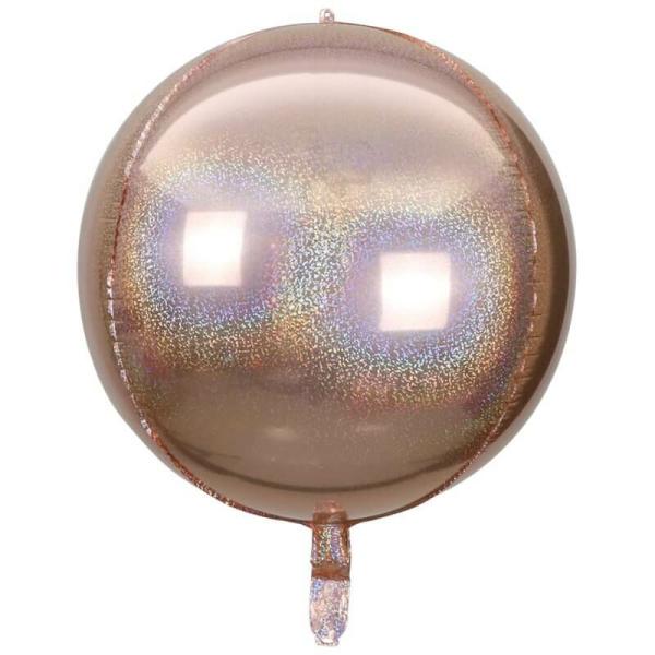 22-Inch Jumbo Orbz Holographic Rose Gold Foil Balloon  |   Orbz Balloons