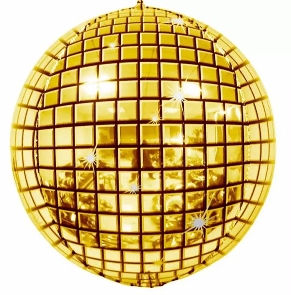 22-Inch Metallic Gold Disco Ball Orbz Foil Balloon  |   Orbz Balloons